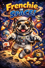 Frenchie in Space colouring book cover